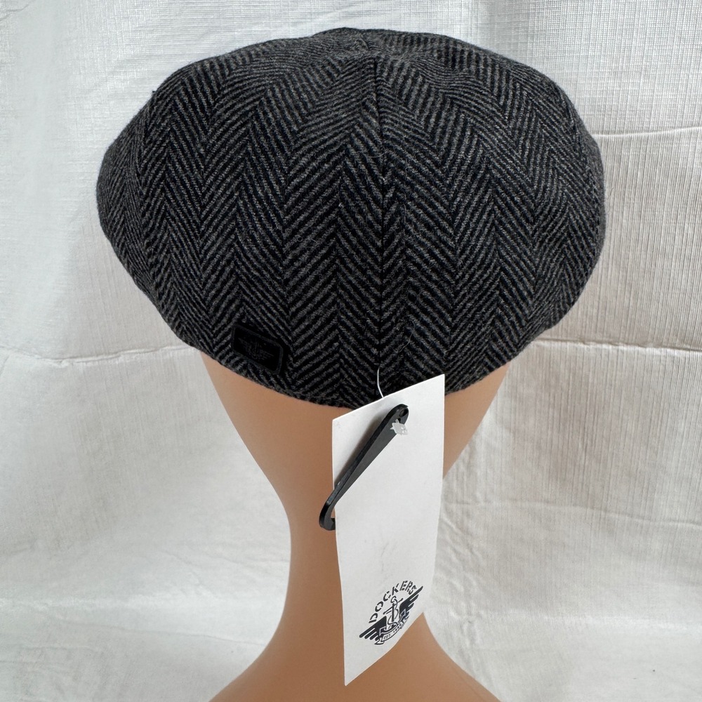 NWT Dockers Mens Newsboy Charcoal Gray Herringbone Ivy Flat Cap Hat S/M - Picture 6 of 8